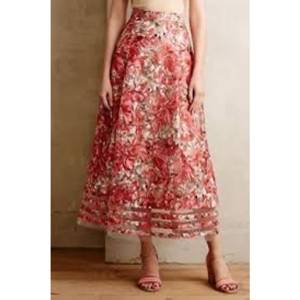 Anthropologie Sachin + Babi Brocade Mesh Midi Skirt with Pockets - Size 4